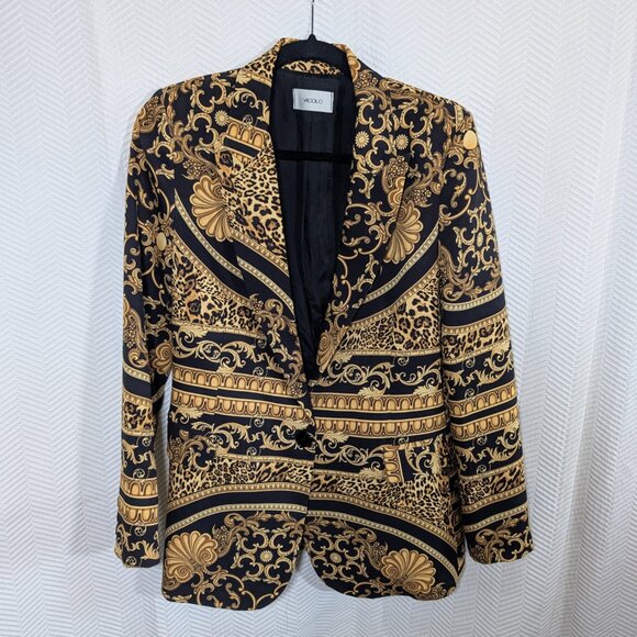 ViColo Italian 2 piece suit Baroque Leopard Print Blazer and Pants Size Small - Picture 4 of 14